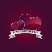 shiny hearts with ribbon for valentines day vector