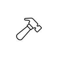 Hammer line icon isolated on white background vector