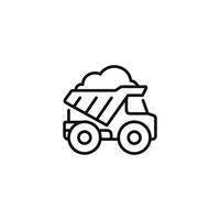 Dump truck line icon isolated on white background vector