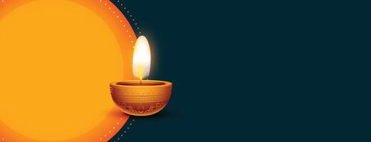 diwali diya bandera con texto espacio vector