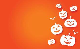 orange background with flat pumpkins vector