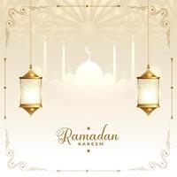 Ramadán kareem islámico decorativo deseos tarjeta diseño vector