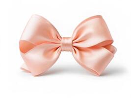 AI generated Peach colored satin bow isolated on white background photo