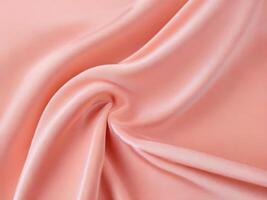 AI generated Wavy folds of peach color velvet texture background. Abstract background for design photo