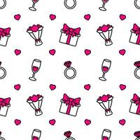 Seamless vector pattern white background Valentine's Day engagement or wedding