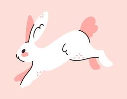 Set Easter bunnies collection Rabbit hare Cartoon cute character pastel colors vector