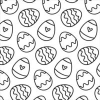 Vector seamless pattern decorative eggs Easter holiday black white background