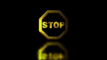 Glowing neon frame effect looping stop sign symbol, black background. video