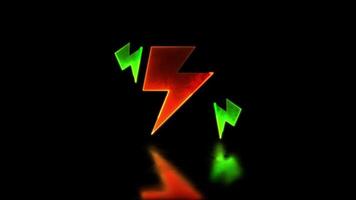 Looping neon glow effect Charging lightning icon, black background video