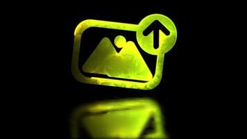 looping neon gloed effect beeld uploaden icoon, zwart achtergrond video