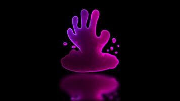 Neon glow effect loop hand rising from the grave halloween black background video