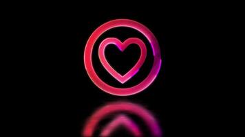 lysande looping hjärta form neon effekt, svart bakgrund. video