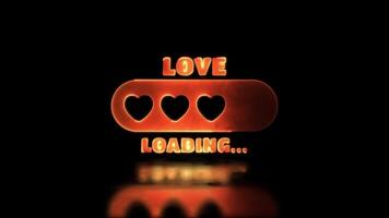 Looping neon glow effect Heart shaped loading icon, black background video