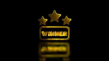 Looping neon light effect Winner icon, black background video