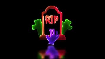 looping neon splendore effetto Halloween grave, nero sfondo video