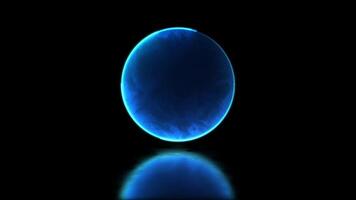 Looping neon glow effect energy ball, black background video