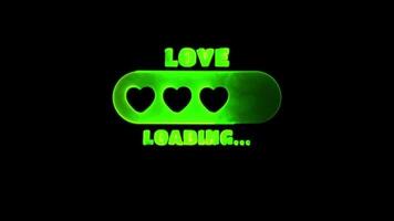looping néon brilho efeito coração em forma Carregando ícone, Preto fundo video