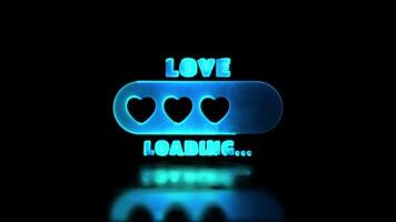 Looping neon glow effect Heart shaped loading icon, black background video