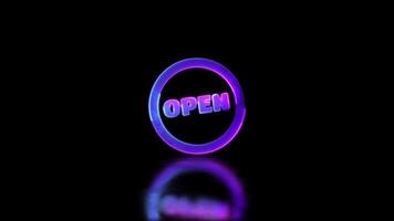 looping neon gloed effect, Open icoon, zwart achtergrond video