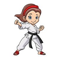 Cute little girl training karate vector