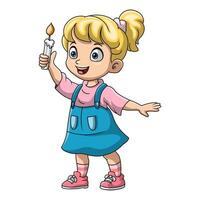 Cute little girl cartoon holding candle vector