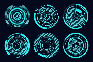 Vector set futuristicc abstract HUD. Circle technology frame element. Modern futuristic HUD interface design.