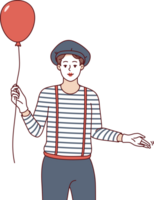 homme mime avec ballon invite vous à comédie théâtre performance avec défilés et clowns png