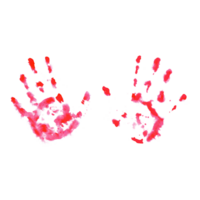 Left and Right hand pink handprints. Paint stains abstract background element. Watercolor illustration isolated on transparent background. Design elements for art classes, stores, flyers, ads, web png