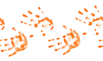 nahtlos wiederholbar Rand mit Orange abstrakt Hand Drucke. Aquarell Illustration isoliert auf transparent Hintergrund. künstlerisch Design zum Kunst Klassen, kreativ Werkstätten. Kunst und Kunst Element. png