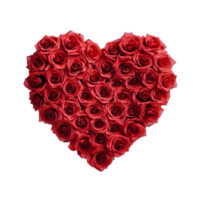 ai generiert rot Rosen Bildung ein Liebe Herz Symbol auf transparent Hintergrund png Bild