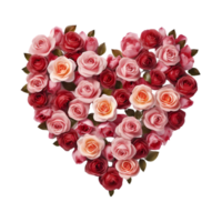 ai généré rose des roses formant une l'amour cœur symbole sur transparent Contexte png image