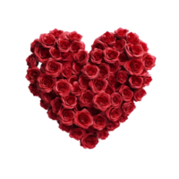 ai generiert rot Rosen Bildung ein Liebe Herz Symbol auf transparent Hintergrund png Bild