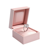 AI generated wedding diamond ring in a box on transparent background PNG image