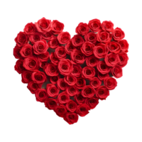 ai generado rojo rosas formando un amor corazón símbolo en transparente antecedentes png imagen