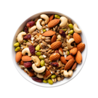 AI generated Bowl of Mixed Seeds and Nuts on transparent background PNG image