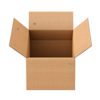 ai généré ouvert papier carton boîte sur transparent Contexte png image