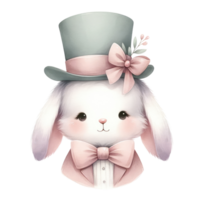 ai generato Pasqua coniglietto con rosa arco nel civetta stile png