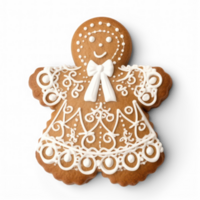 AI generated gingerbread cookie with a bow on a transparent background png