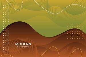 Modern green and brown fluid gradient background with curvy shapes Free Vector