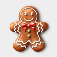 AI generated a gingerbread man with a bow tie on a transparent background png