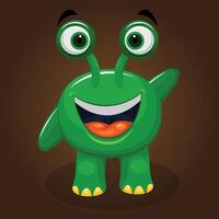 Happy Cute Green Monster Character vector
