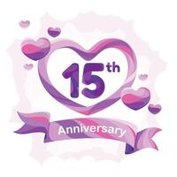 15 years anniversary vector icon, logo, greeting card. Design element with slapstick for 15th anniversary