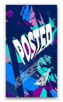 a poster with a colorful design of a man on a skateboard vector