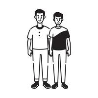 AI generated Father and Son Family Black Outline Vector Silhouette On White Background