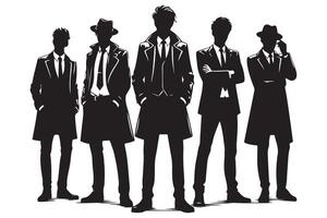 AI generated Mafia silhouette vector, Detective silhouette vector isolated on white background