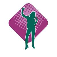 Silhouette of a female dancer in action pose. Silhouette of a woman dancing happily. vector