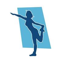 Silhouette of slim female doing exercise. Silhouette of a sporty woman doing gym workout pose. vector