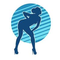 Silhouette of a female dancer in action pose. Silhouette of a woman dancing happily. vector