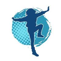 Silhouette of a female dancer in action pose. Silhouette of a woman dancing happily. vector