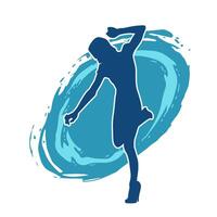 Silhouette of a female dancer in action pose. Silhouette of a woman dancing happily. vector